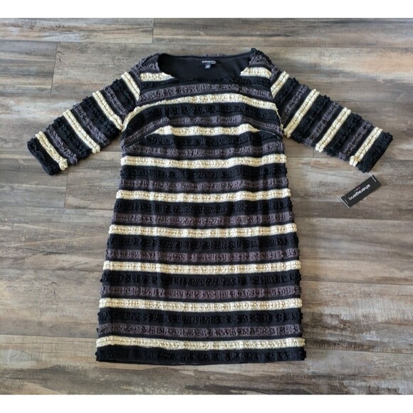 NWT Sharagano Knit Multicolored Striped Sheath Dress Size 14W Layered Tiered - Picture 1 of 7